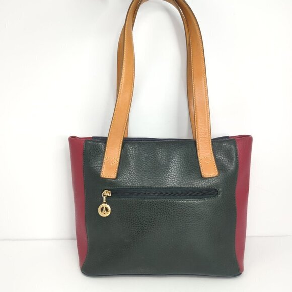 LA Tour Eiffel 1887 Red Green and Blue Pebbled Leather Handbag - Picture 2 of 14